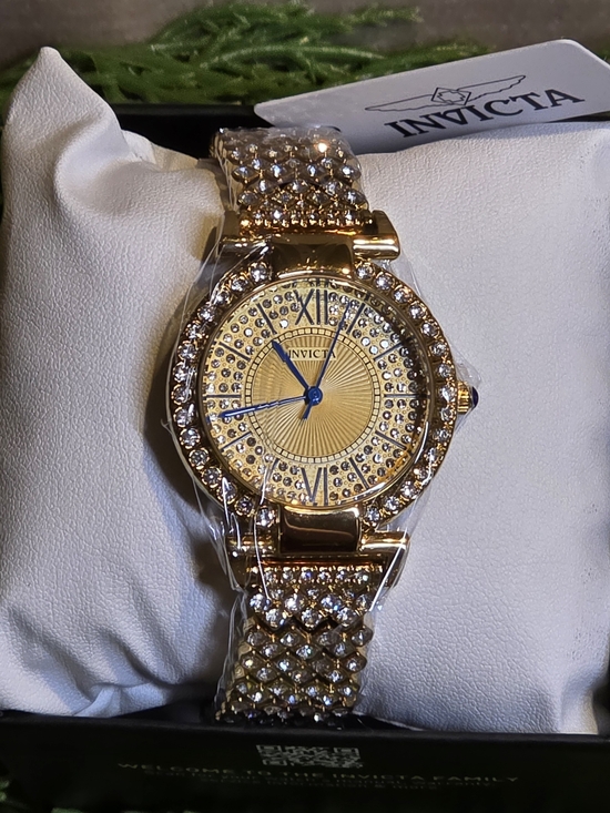 Invicta Accessories - Invicta Celestial Lady 32mm Gold Crystal-Accent Bracelet Watch